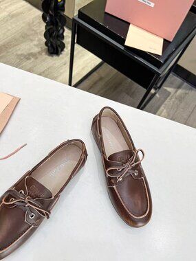 Miu Miu Brown Leather BoatShoes